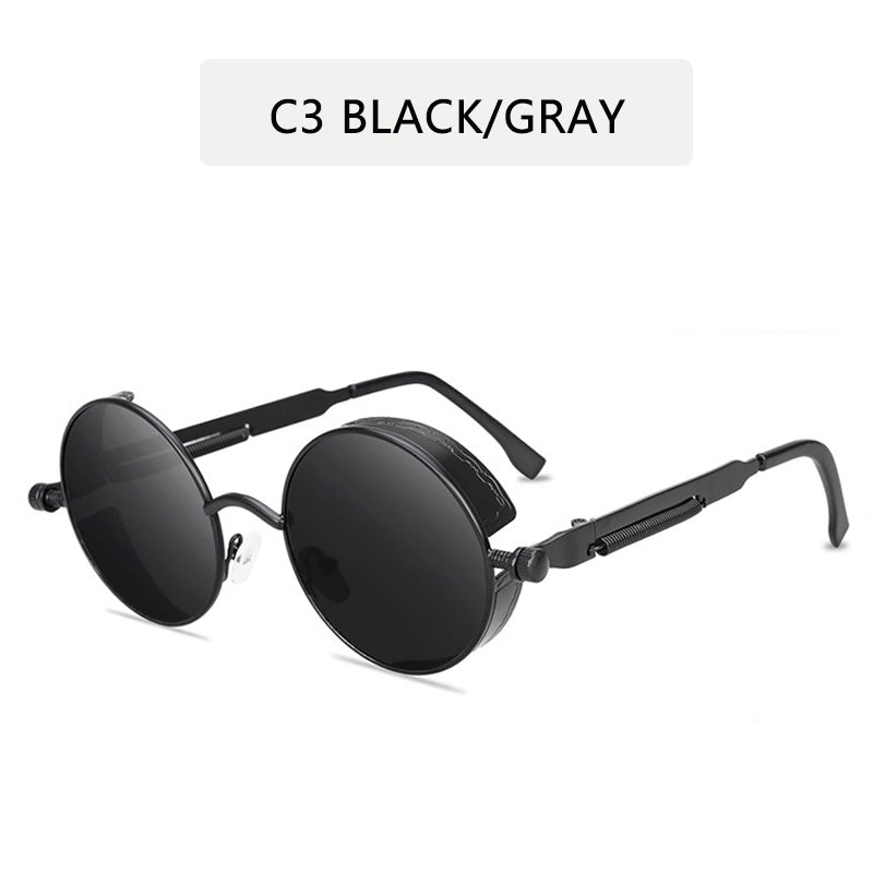 Steampunk Tinted Sunglasses Spring Temple Metal Glasses UV400