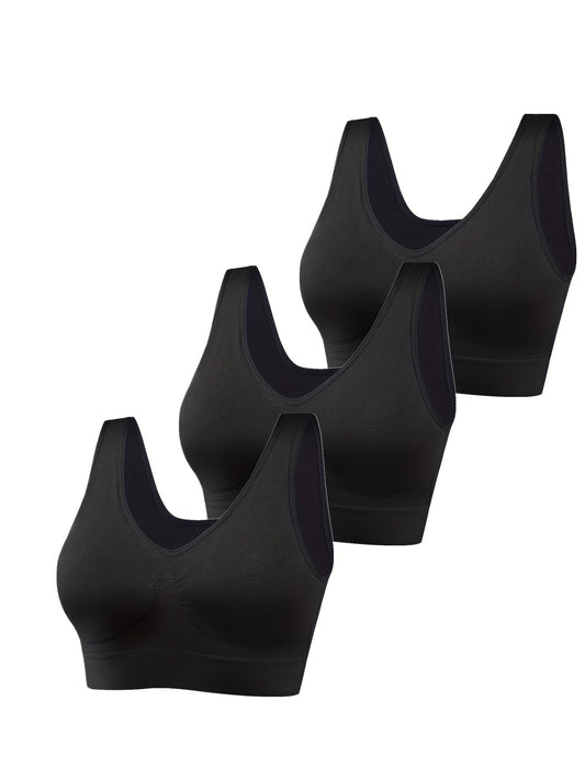 3 Pack Plus Size Seamless Non Padded Fitness Bra Set