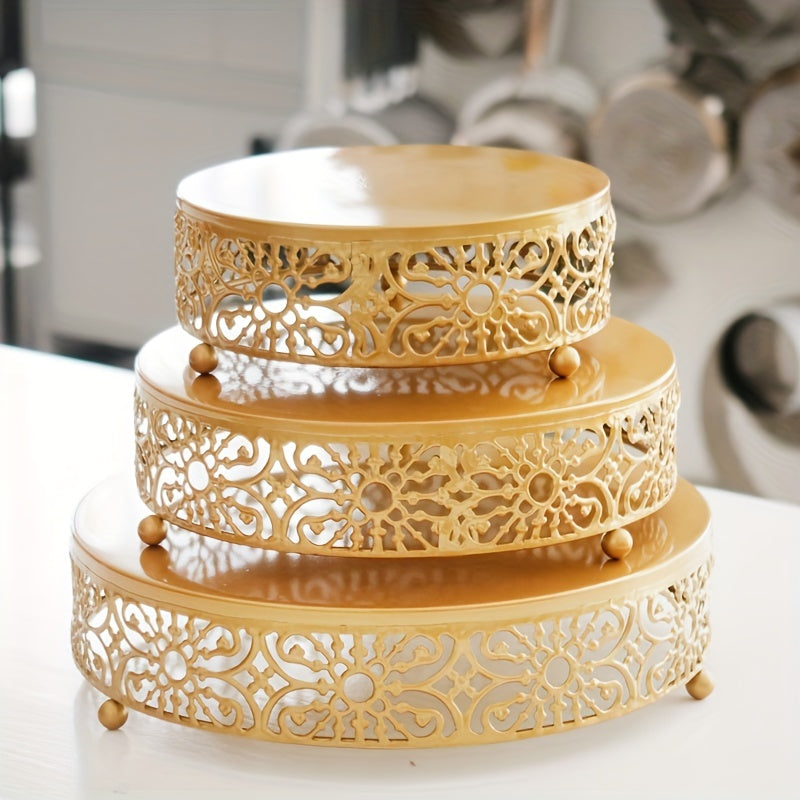 3pcs Metal Cake Stand Holder Cupcake Pastry Display Plate Tray for Party