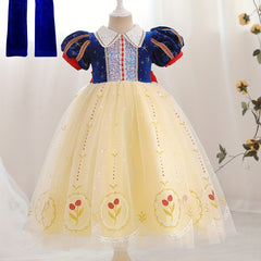 Girl's Princess Dress Sequin Puff Sleeve Mesh Fairy Tale Cosplay Costume