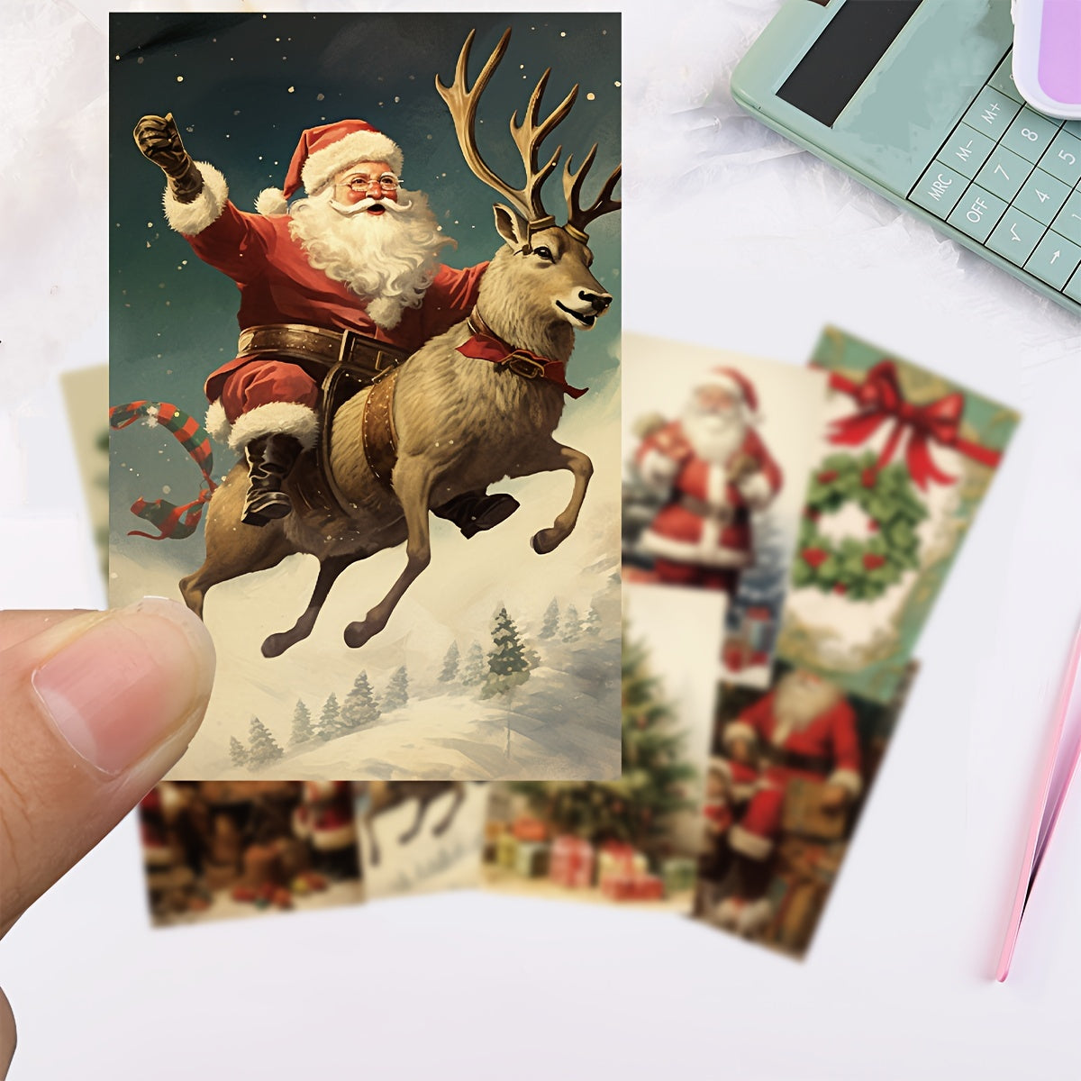 10pcs Christmas DIY Postcard Greeting Card Wall Decoration Cartoon Card