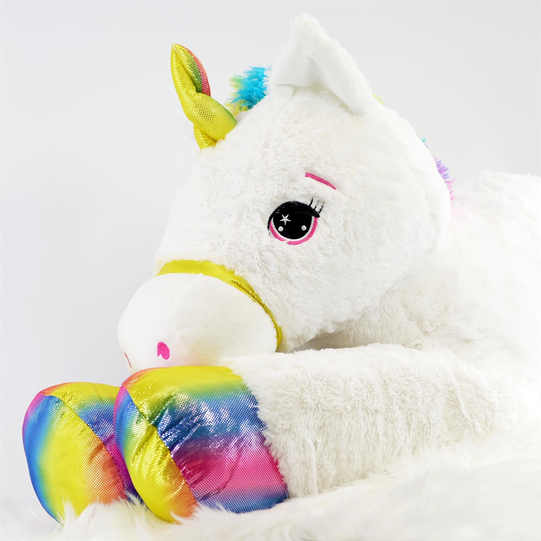 Large Plush Unicorn Giant Teddy Stuffed Lying Horse Soft Cuddly Toy