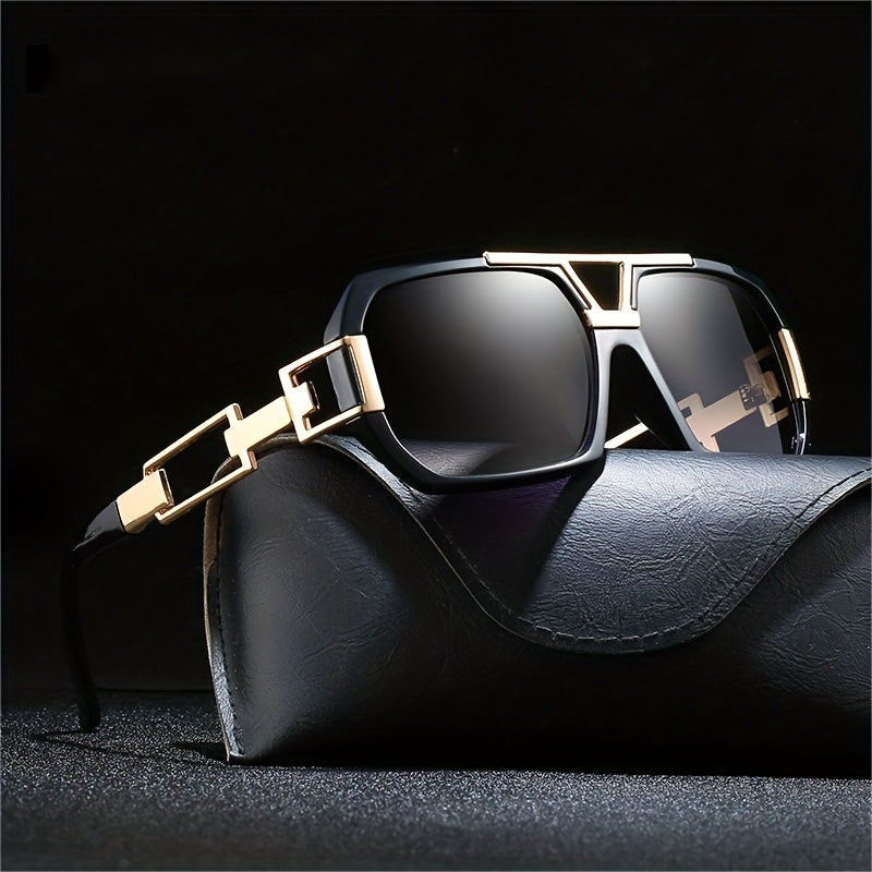 Men's Square Sunglasses Large Frame UV Protection Eyewear