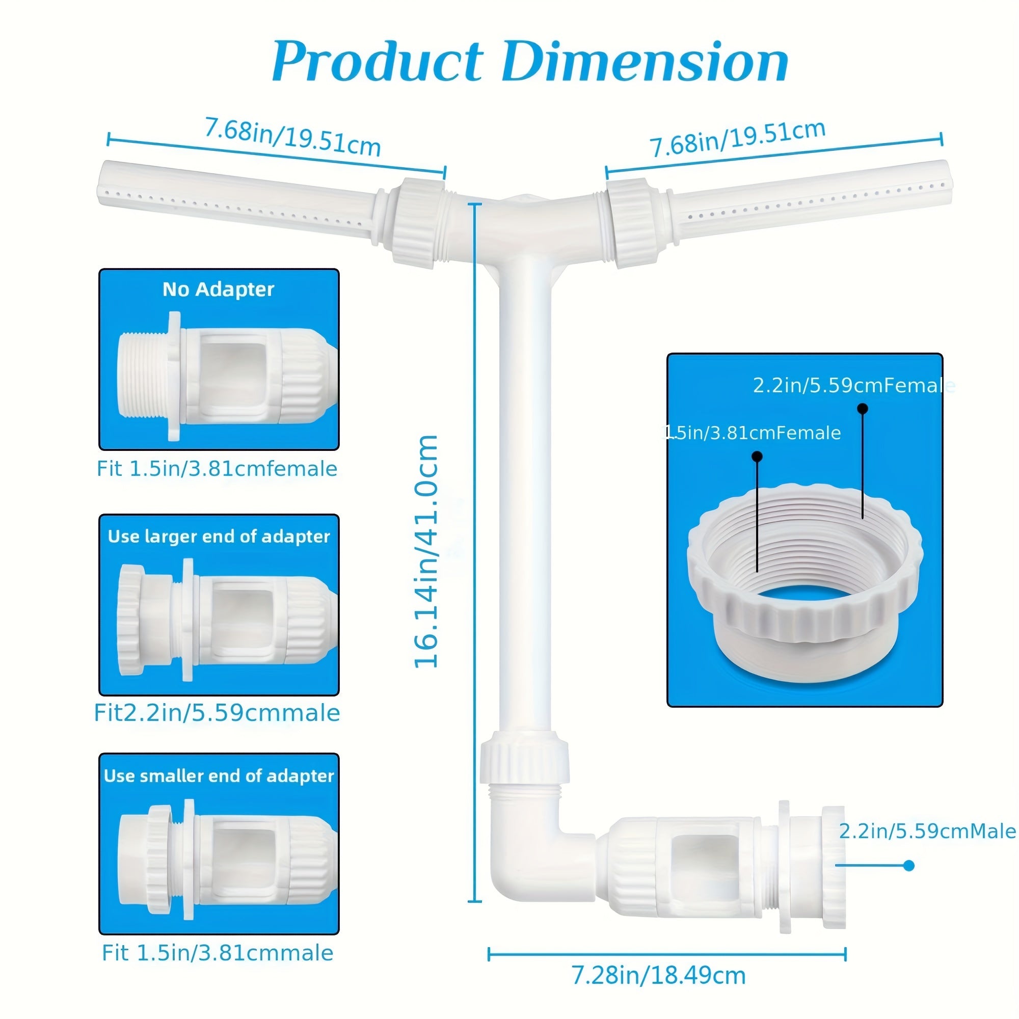 Pool Waterfall Fountain w/ 2 Adjustable Heads