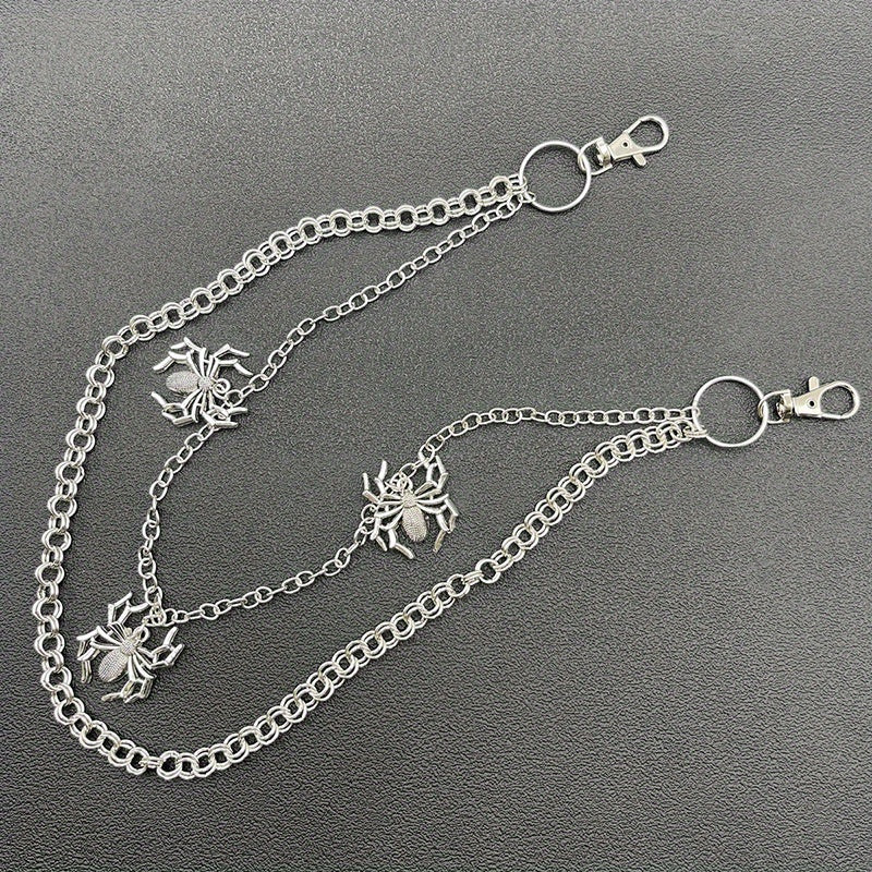 Men's Pants Chains Spider Decoration Layered Hip Hop Pants Chains