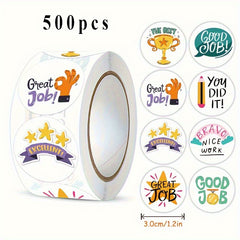 500pcs Motivational Reward Stickers Roll - Self Adhesive Labels