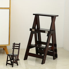 3-Layer Folding Ladder Stool Changing Chair Dual Purpose Wooden Ladder
