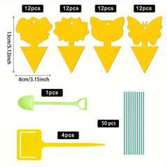 103pcs Dual-Sided Fruit Fly Trap Indoor Outdoor Catch Fungus Gnats Mosqui