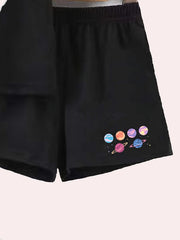 Boy's Astronaut Planet Print 2pcs T shirt & Shorts Set