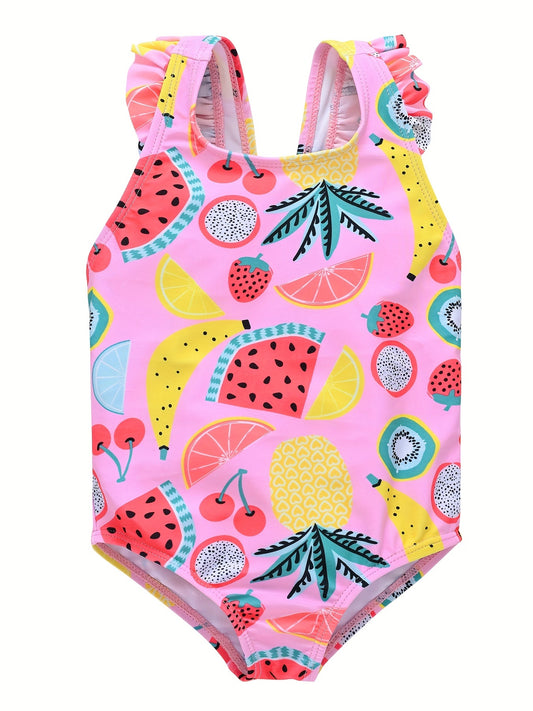 One Piece Fruit Graphic Swimsuit for Girls