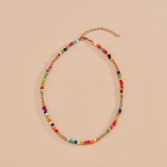 Colorful Rice Beads Boho Choker Necklace for Women
