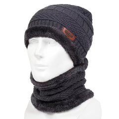 Men's Winter Triangle Knit Beanie Set