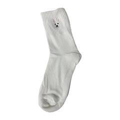 Embroidered Puppy Mid-Calf Socks