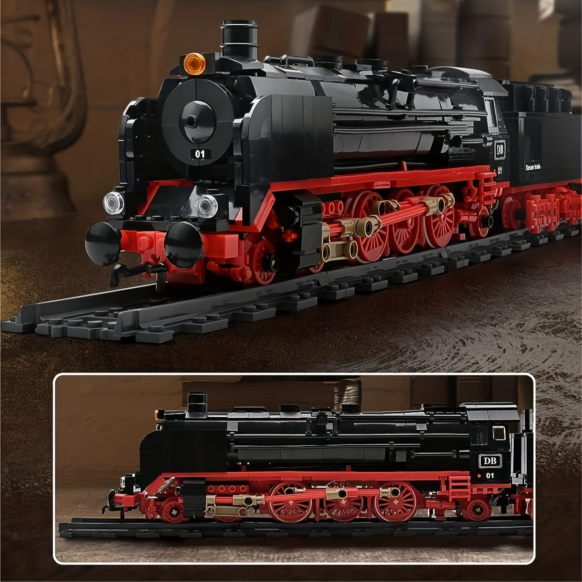 BR01 Steam Train Building Kit & Engineering Toy Collectible Locomotive Set