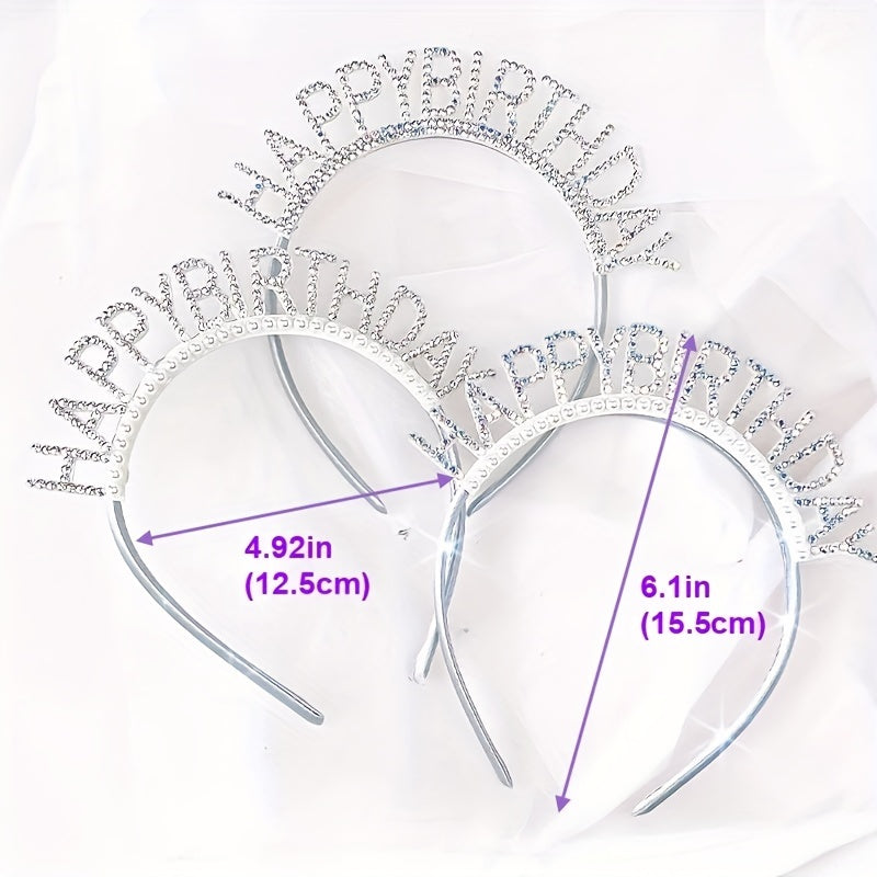 Birthday Headband Rhinestone Hoop Hair Accessories for Girls