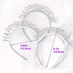Birthday Headband Rhinestone Hoop Hair Accessories for Girls