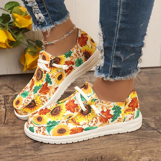 Women's Skateboard Shoes with Chrysanthemum Sunflower Pattern
