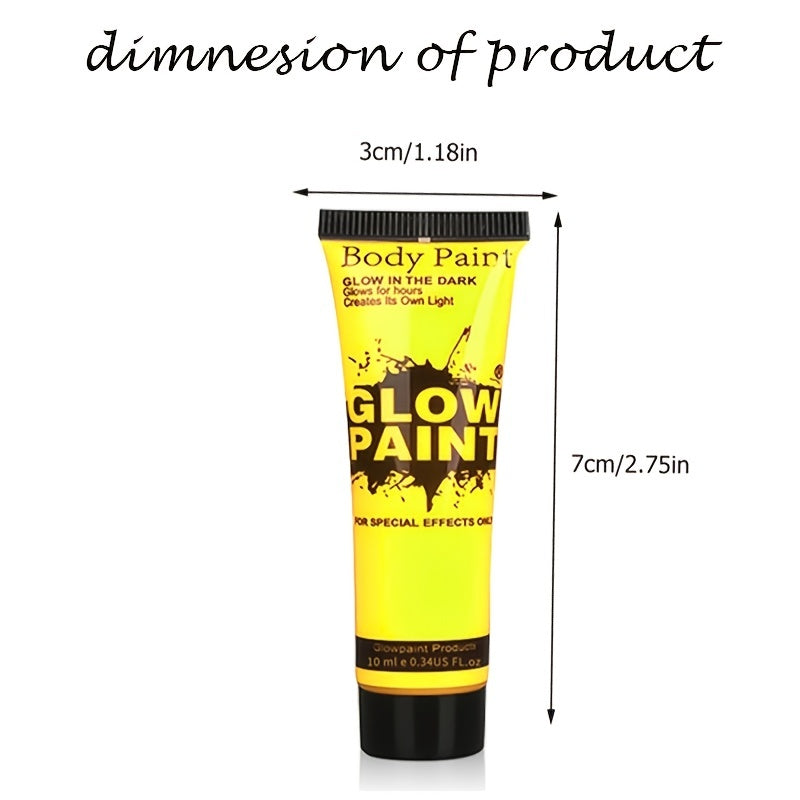 UV Body Paint Set 6 Tubes 10ml UV Neon Face & Body Paint