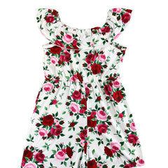 Toddler Girls Flowers Off Shoulder Rompers Jumpsuits
