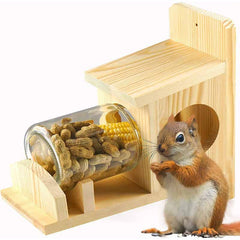 Outdoor Squirrel Feeder with Glass Jar Rustic Squirrel Food Box