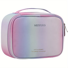 Large Capacity Gradient Makeup Bag with Brush Holder and Handle