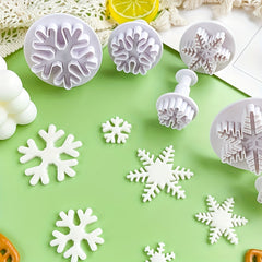 3pcs Snowflake Pattern Cookie Plunger Cutter Fondant Mold
