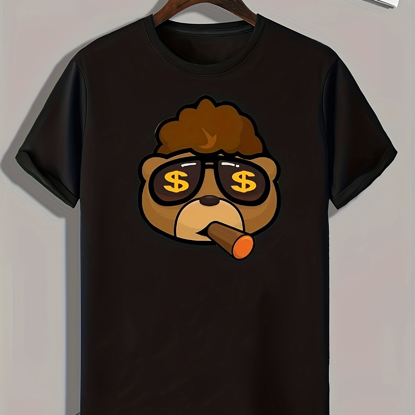 Bear Print Men's Graphic T shirt for Summer