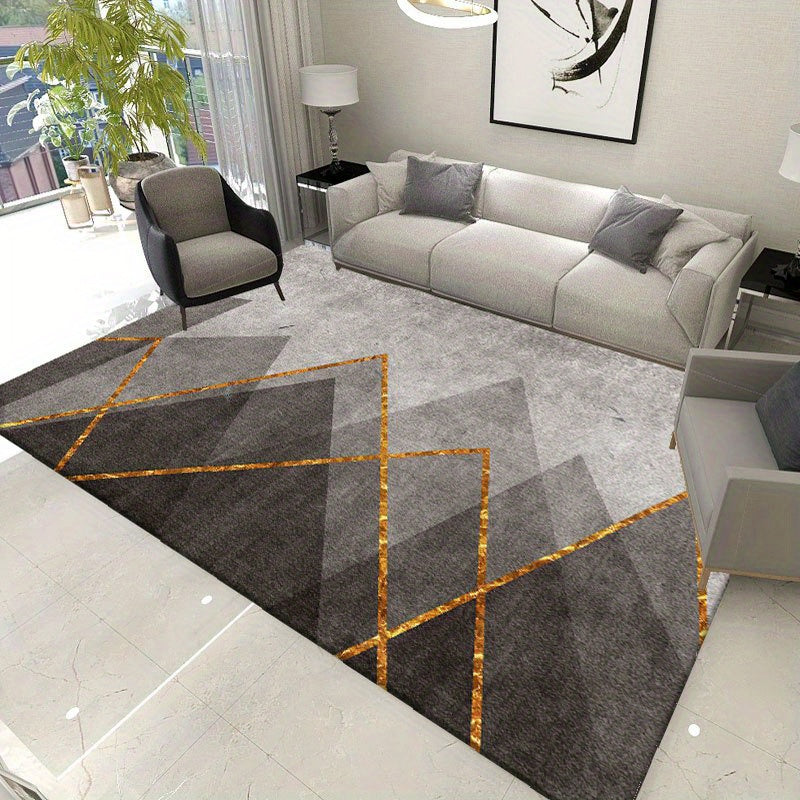 Nordic Abstract Area Rug Golden Lines Floor Mat