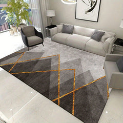 Nordic Abstract Area Rug Golden Lines Floor Mat