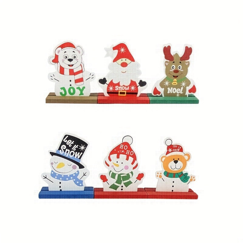 Christmas Wooden Ornament Painted Mosaic Santa Decoration