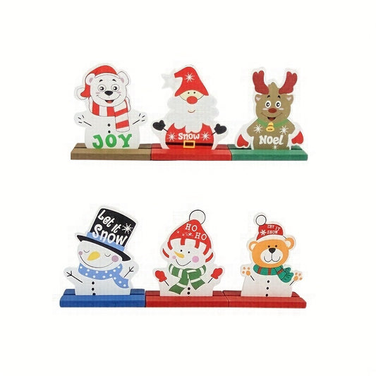 Christmas Wooden Ornament Painted Mosaic Santa Decoration