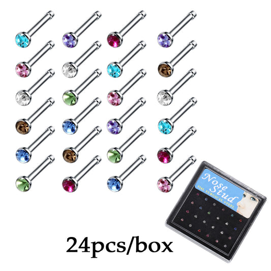 Stainless Steel Zicron Studded Nose Stud Nose Ring 24 40 60 Sets