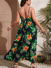  Tropical Print Maxi Cami Dress