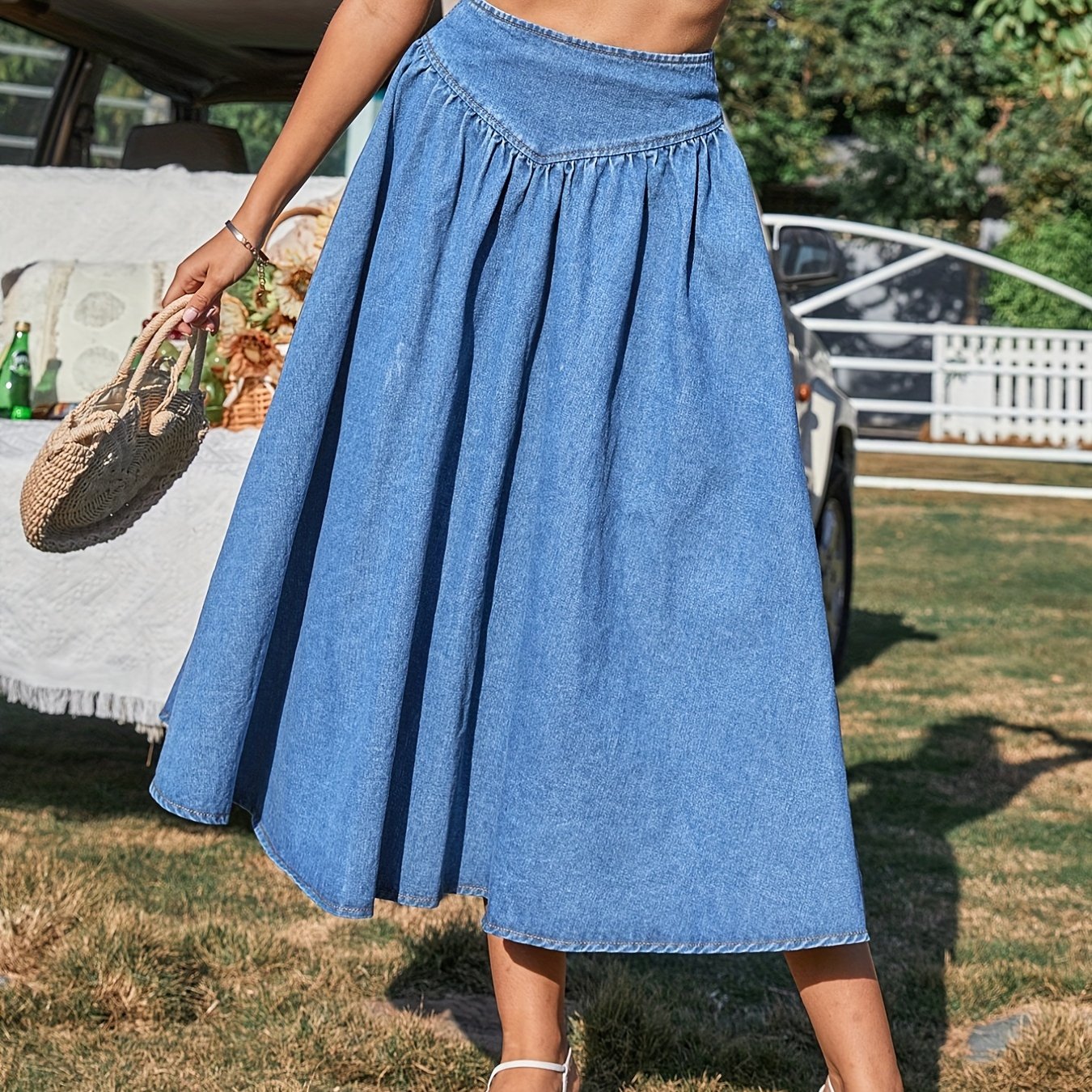 High Waist Denim Circular Skirt Women's Jeans