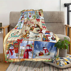 Christmas Snowman Flannel Blanket Lightweight Warm Soft Comfort for Travel Campi
