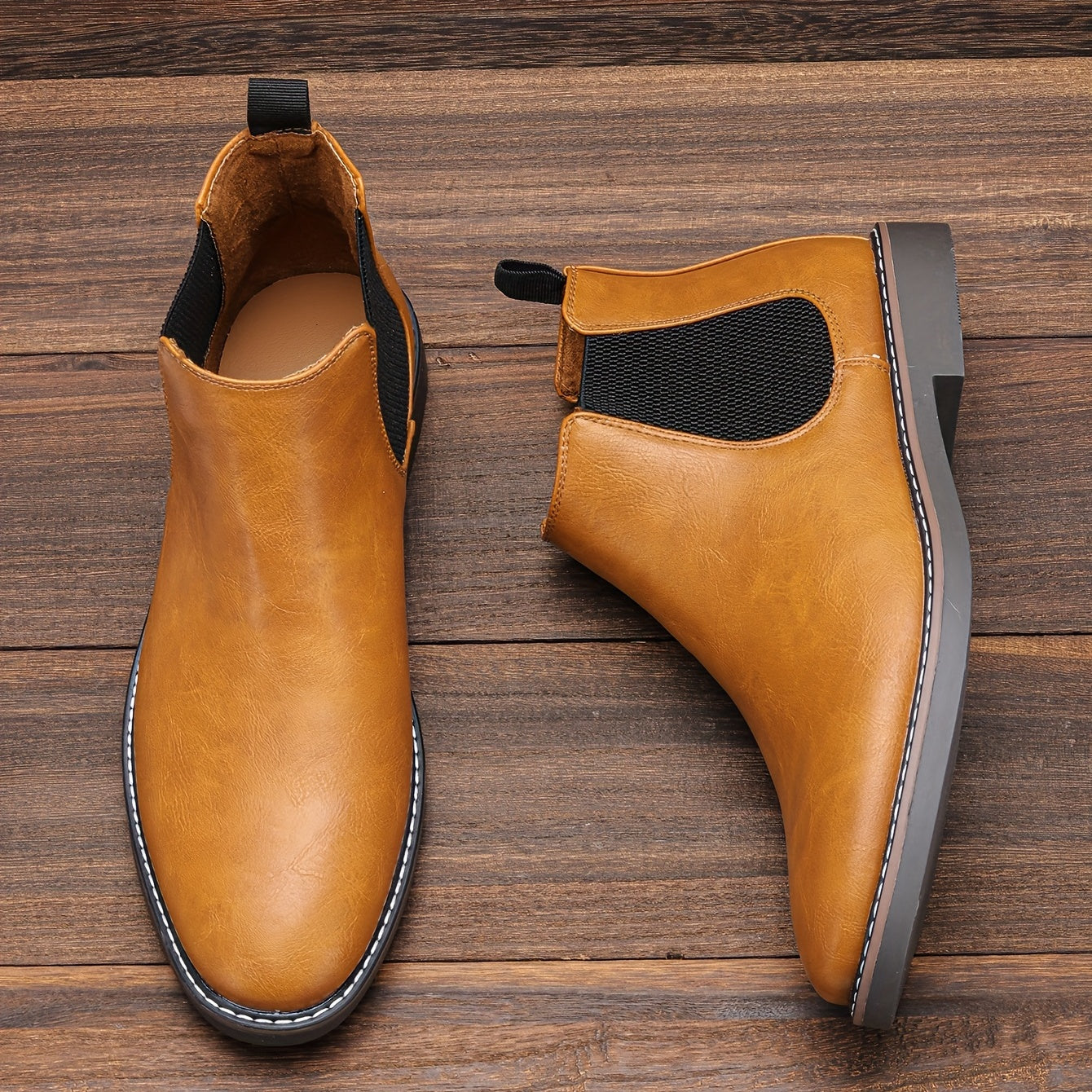 Men's Round Toe Slip On Chelsea Boots