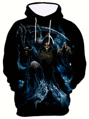 Men's Skull Graphic Hoodie Active Breathable 3D Print Hooded Shirt