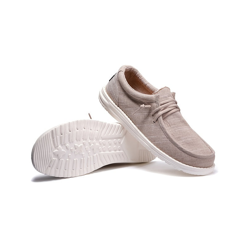 Men's Breathable Canvas Loafer Shoes Lightweight Slip On Boat Shoes