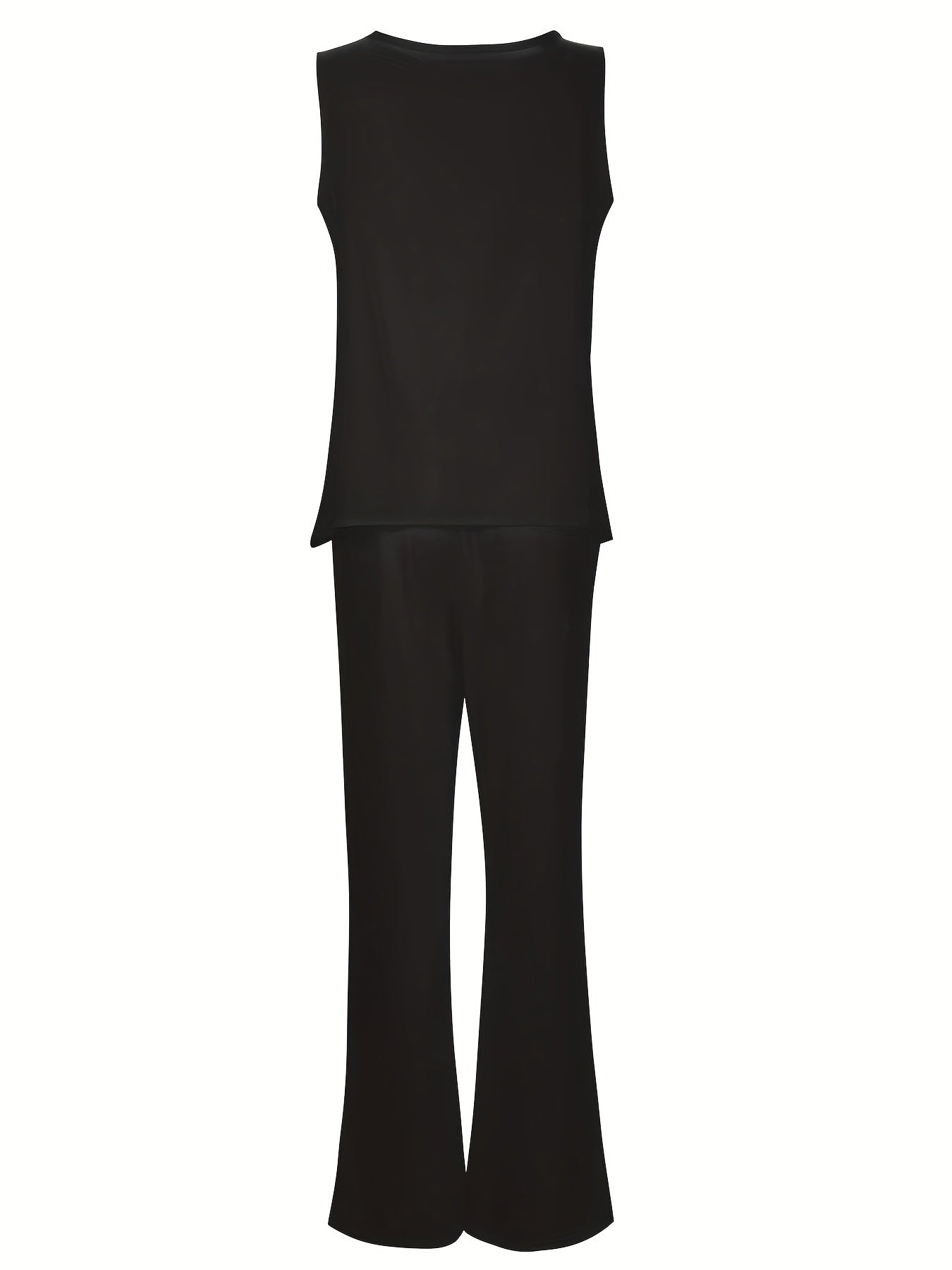  Solid Tank Top & Wide Leg Pants Set