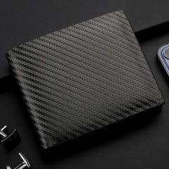 Men's Carbon Fiber Wallet Card Holder with Zipper Horizontal Wallet