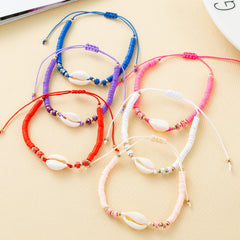 Hot Ocean Style Shell Gemstone Silicone Beaded Bracelet Hand Woven Adjustable