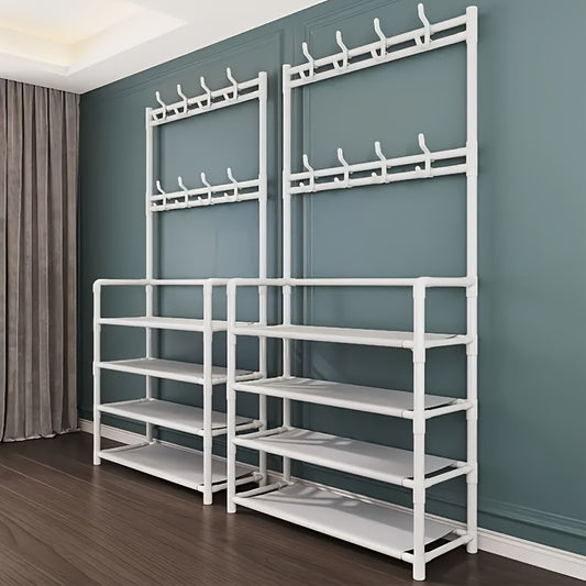 4 Layer Shoe Cap Coat Rack Shoe Storage Bench Freestanding Garment Rack