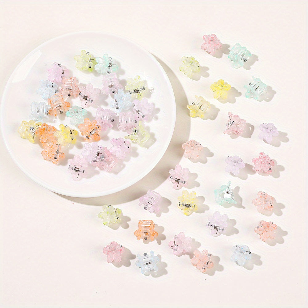 50pcs Cartoon Flower Hair Claw Clip Solid Banana Clip