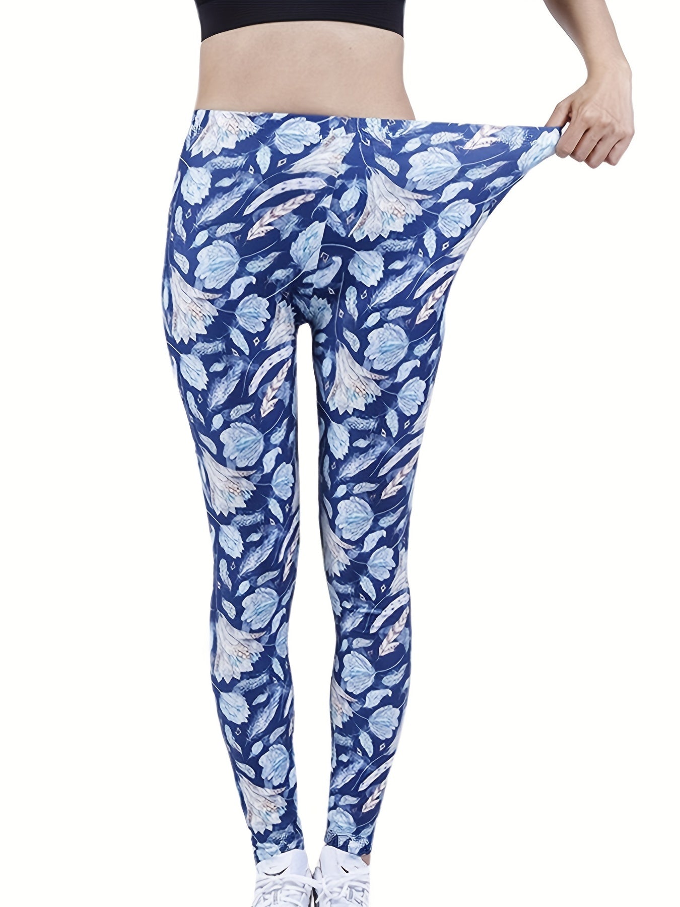 Bottom Plant Floral Print Leggings Women's Clothing