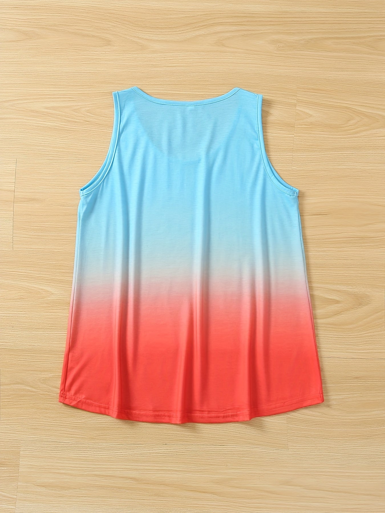 Coconut Tree Print Tank Top Gradient Summer Sleeveless Top