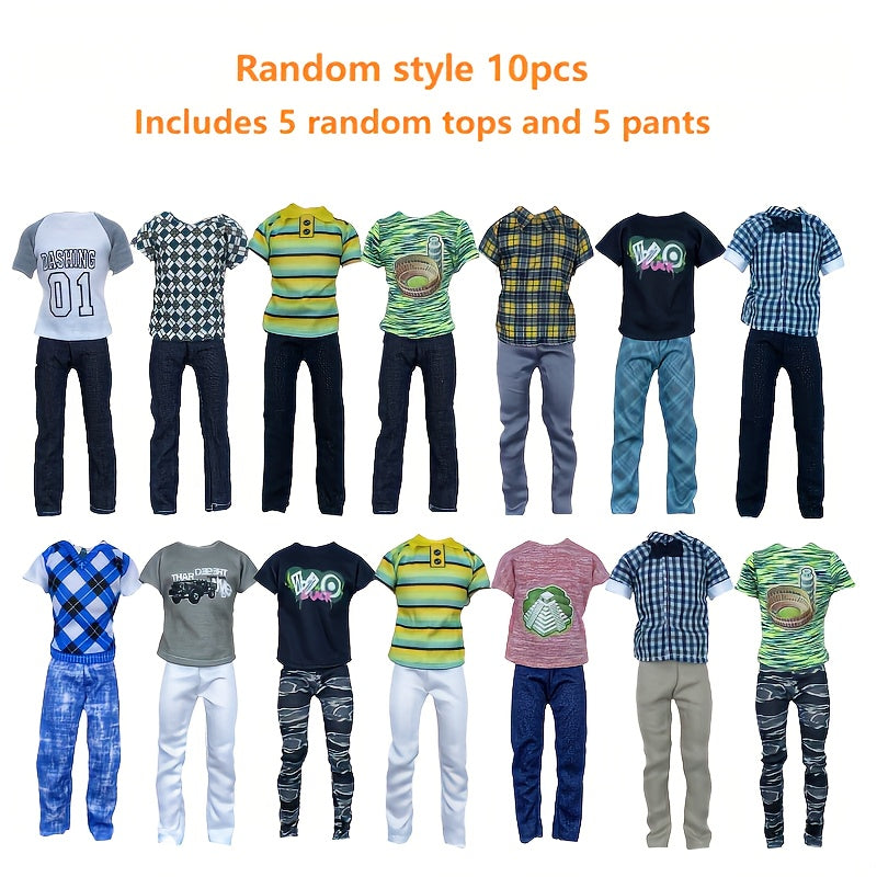 10pcs Mixed Doll Clothes Set High Polyester Outfits for Dolls