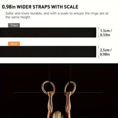 Wooden Gymnastics Rings with Adjustable Straps for Fitness Training