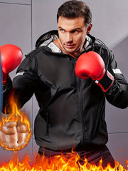 Men's Stretch Fitness Training Hoodie Zipper Quick Dry Solid Jacket