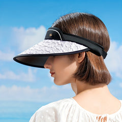 Embossed Women Visor Hat Wide Brim UV Protection Sun Hat