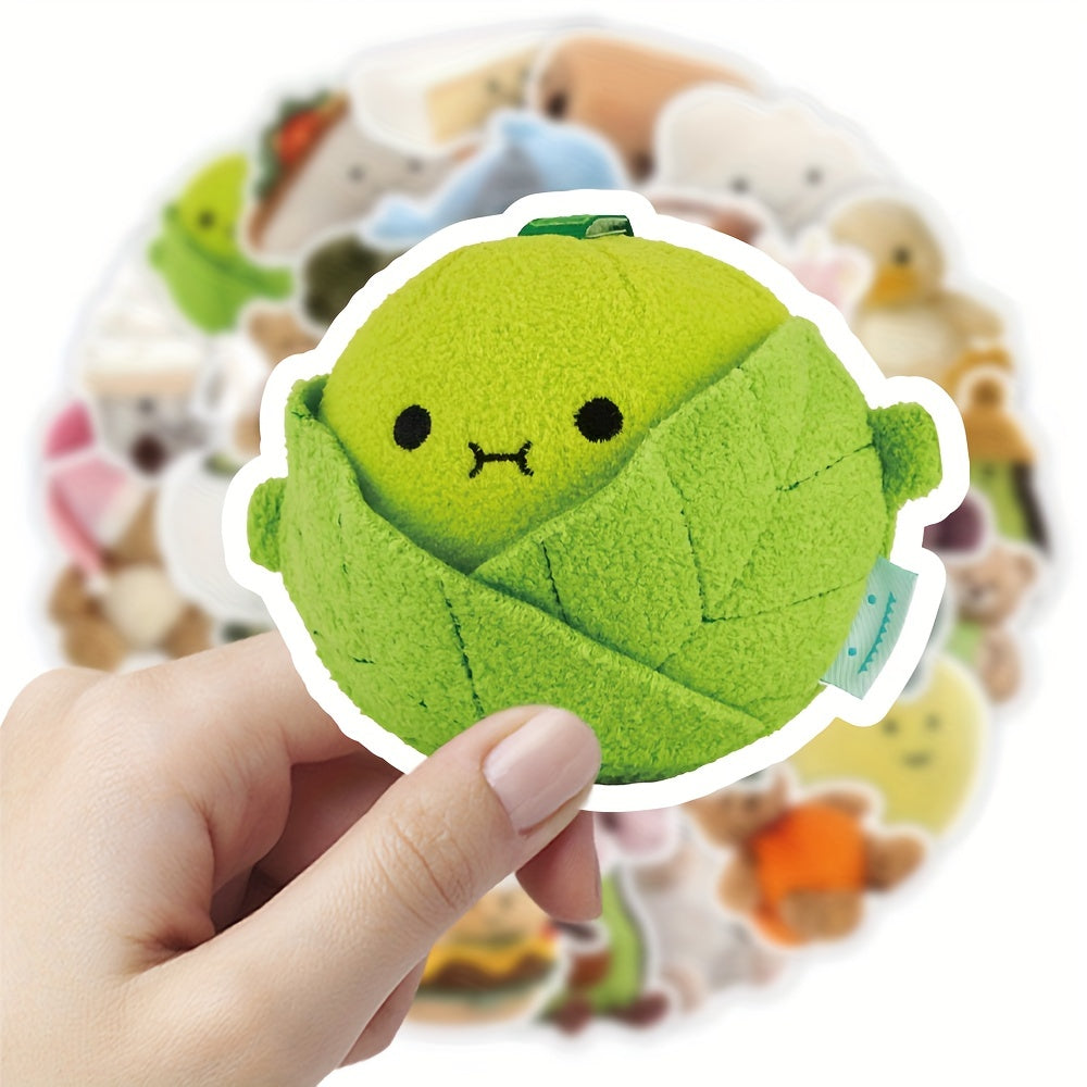 52pcs Plush Graffiti Stickers Waterproof DIY Decoration